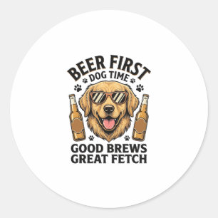 Adesivo Redondo Camisa Cerveja Golden Retriever Roupa engraçada pa