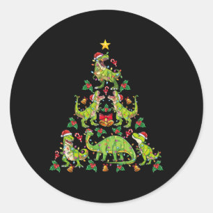 Adesivo Redondo Camisa Christmas Dinosaur Tree Rex Meninos Criança
