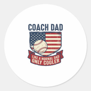 Adesivo Redondo Camisa Coach Dad Baseball Patriótico Vintage Desig