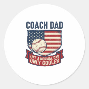 Adesivo Redondo Camisa Coach Dad Baseball Patriótico Vintage Desig