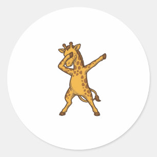 Adesivo Redondo Camisa com Desenho de Girafa Dabbing com Estampa V