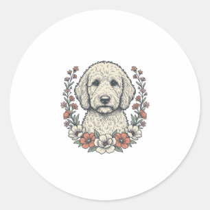 Adesivo Redondo Camisa com desenho de retrato de cachorro encaraco