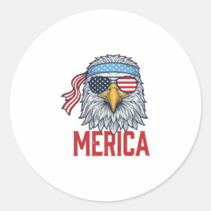 Adesivo Redondo Camisa com Gravura Vintage Águia Patriótica Merica