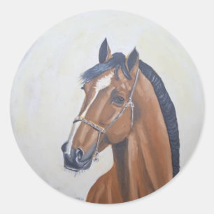 Adesivo Redondo Camisa com retrato majestoso de cavalo