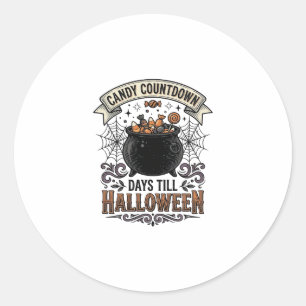 Adesivo Redondo Camisa Contagem Regressiva de Doces de Halloween V