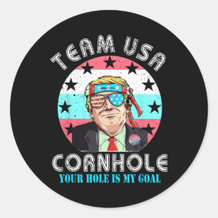 Adesivo Redondo Camisa Cornhole EUA Equipe Cornhole Camisas Milho