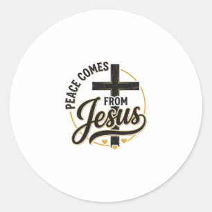 Adesivo Redondo Camisa Cruz Cristã Jesus É a Paz