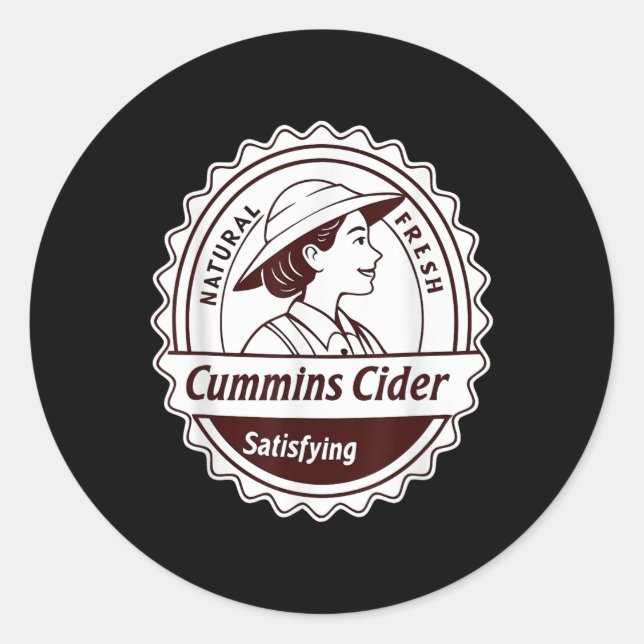 Adesivo Redondo Camisa Cummins Cider - Presente de Piada Engraçada (Frente)