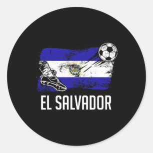 Adesivo Redondo Camisa da Bandeira de El Salvador Time de Futebol