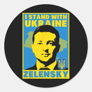 Adesivo Redondo Camisa da Bandeira Ucraniana Volodymyr Zelensky Uc