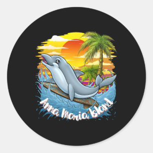 Adesivo Redondo Camisa da Praia da Ilha Anna Maria Férias de Prima