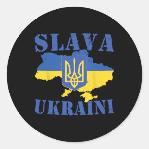 Adesivo Redondo Camisa da Ucrânia Slava Ukraini Bandeira Ucraniana