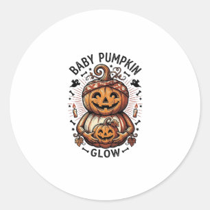 Adesivo Redondo Camisa de Abóbora de Gravidez Vintage Halloween Ba