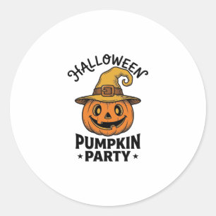 Adesivo Redondo Camisa de Abóbora de Halloween Chapéu de Bruxa Vin