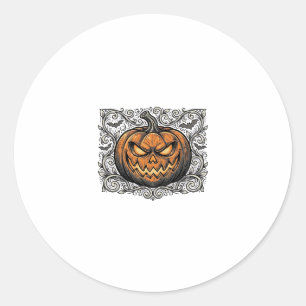 Adesivo Redondo Camisa de abóbora de Halloween com gravação vintag