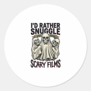 Adesivo Redondo Camisa de Abraço de Terror Filme Noturno de Caveir