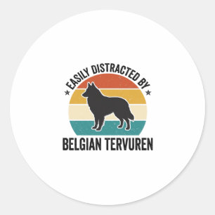 Adesivo Redondo Camisa de amante de cão vintage Belgian Tervuren D