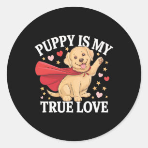 Adesivo Redondo Camisa de Amor de Cachorrinho de São Valentim Para