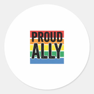 Adesivo Redondo Camisa de Apoio ao Orgulho Vintage Proud Ally Desi