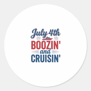 Adesivo Redondo Camisa de Barco Vintage Boozin e Cruisin de 4 de J