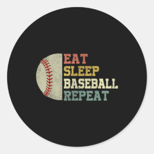 Adesivo Redondo Camisa de beisebol Comer Dormindo Baseball Repete