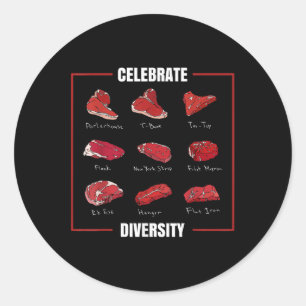 Adesivo Redondo Camisa De Bife Engraçada Celebra Tipos De Diversid