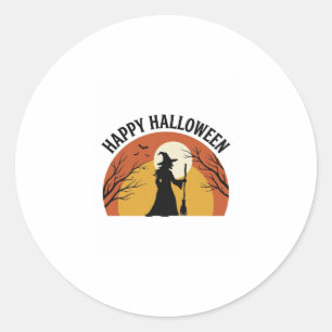 Adesivo Redondo Camisa de Bruxa Vintage Feliz Halloween Design_1