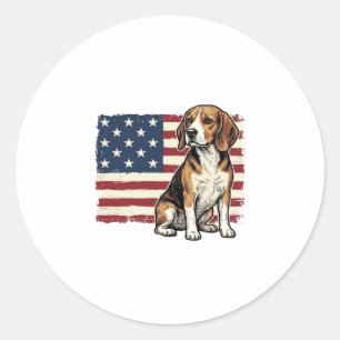 Adesivo Redondo Camisa de Cachorro com Bandeira Patriótica Beagle