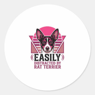 Adesivo Redondo Camisa de cachorro Rat Terrier Vintage Facilmente