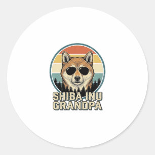 Adesivo Redondo Camisa de Cachorro Vovô Shiba Inu Vintage Design_1