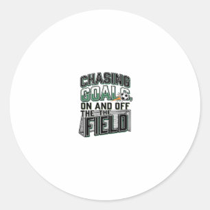 Adesivo Redondo Camisa de Campo de Futebol Vintage Chasing Goals D