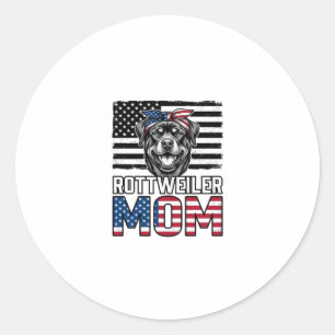 Adesivo Redondo Camisa de Cão Vintage Patriótica da Mãe Rottweiler