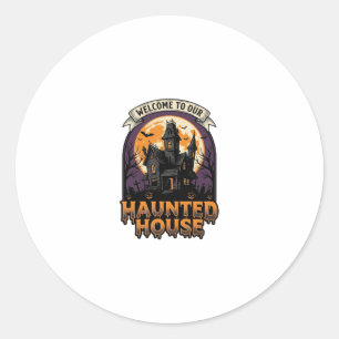 Adesivo Redondo Camisa de Casa Assombrada Vintage Halloween Bem-vi