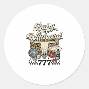 Adesivo Redondo Camisa de cassino ocidental vintage Baby Im a Wild