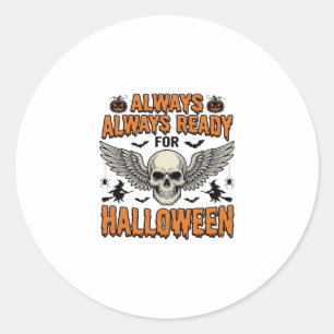Adesivo Redondo Camisa de Caveira de Halloween Gravura Vintage Cit