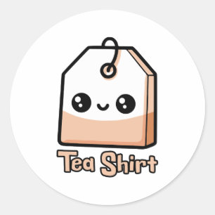Adesivo Redondo Camisa de chá! Cartoon de Tea Bag Pun Engraçado