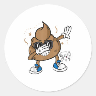 Adesivo Redondo Camisa de Cocô Engraçada - Emoji Divertido Eu Fizi