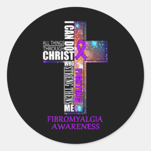 Adesivo Redondo Camisa de Consciência da Fibromialgia - Camisa-Pre
