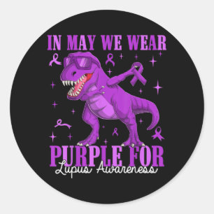 Adesivo Redondo Camisa de conscientização do Dino Lupus em maio us
