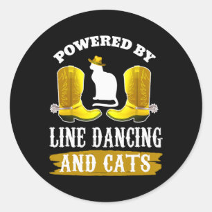 Adesivo Redondo Camisa De Dança De Linha Engraçada Gato Pover Coun