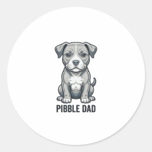 Adesivo Redondo Camisa de desenho de cachorro com gravação vintage