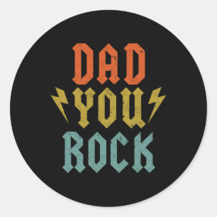 Adesivo Redondo Camisa De Dia Engraçado Pai Você Rock Violão Vinta