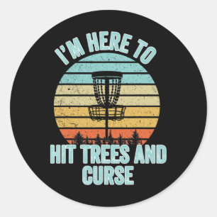 Adesivo Redondo Camisa de Disc Golf Engraçada Bate Árvores e Xinga