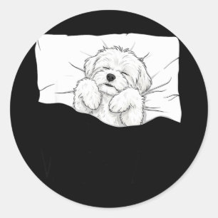Adesivo Redondo Camisa de dormir maltesa pijama cachorro engraçado