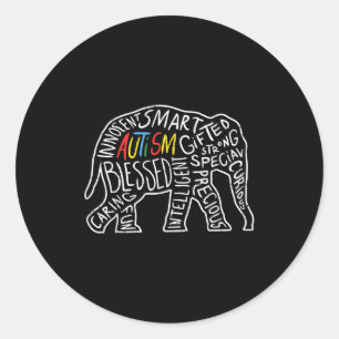 Adesivo Redondo Camisa de Elefante de Consciencialização do Autism
