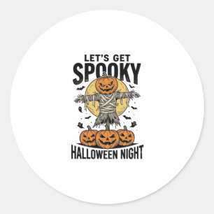 Adesivo Redondo Camisa de Espantalho de Abóbora Gráfico de Hallowe