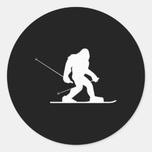 Adesivo Redondo Camisa de Esqui Bigfoot, Sasquatch de Esqui Divert