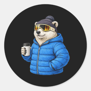 Adesivo Redondo Camisa de Esqui Pós-Esqui de Urso Polar Motivos An