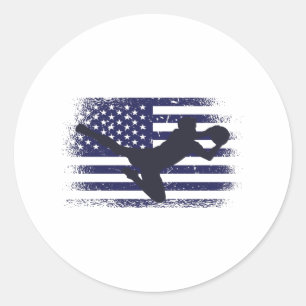 Adesivo Redondo Camisa de Fã de Futebol dos EUA Bandeira Americana