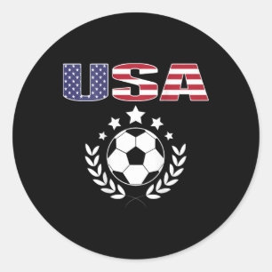 Adesivo Redondo Camisa de Fã de Futebol Orgulhosamente Americano -
